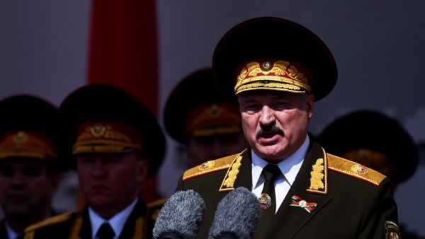 In this file photo taken on May 09, 2020 Belarus' President Alexander Lukashenko gives a speech during a military parade to mark the 75th anniversary of the Soviet Union's victory over Nazi Germany in World War Two, Minsk. Belarusian President Alexander Lukashenko on September 8, 2020 suggested that Russia would be next if his regime falls in the face of a wave of mass demonstrations. "You know what we concluded with the Russian establishment and leadership? If Belarus falls, Russia will be next," state new
