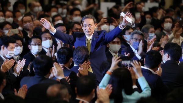 Japan's ruling party on September 14 elected chief cabinet secretary Yoshihide Suga as its new leader, making him all but certain to replace Shinzo Abe as the country's next prime minister. STR / JIJI PRESS / AFP