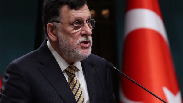In this file photo taken on June 4, 2020, Libyan Prime Minister Fayez al-Sarraj holds a joint press conference at the Presidential Complex in Ankara. The head of Libya's UN-recognised Government of National Accord said on September 16 that he planned to step down within six weeks as part of efforts to broker a peace agreement. Libya has endured almost a decade of violent chaos since the 2011 NATO-backed uprising that toppled and killed veteran dictator Moamer Kadhafi. Adem ALTAN / AFP