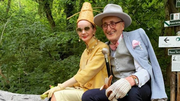 Günther, dubbed Hipster Grandpa, has amassed 70,000 followers on Instagram thanks to his stylish ensembles, while his partner Britt (pictured together) has 25,000 on her social media account (Instagram)