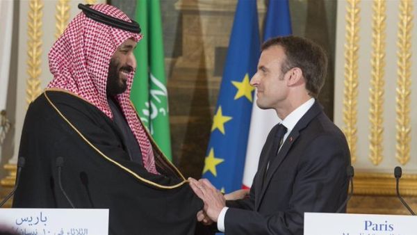 Saudi Arabia's Mohammed bin Salman and president Emmanuel Macron (Twitter) Saudi Arabia's Mohammed bin Salman and president Emmanuel Macron (Twitter)