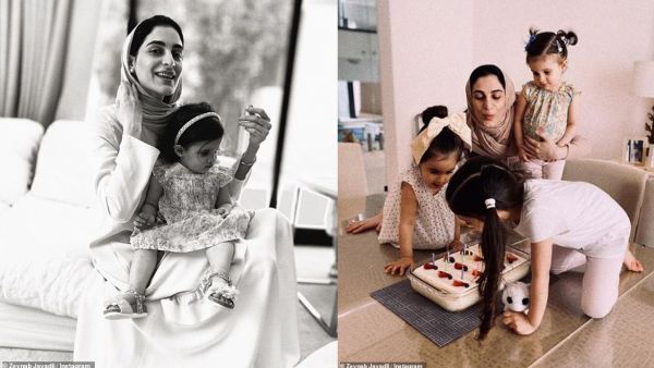 Ms Javadli (pictured with her daughters) married Sheikh Al Maktoum, 43, in 2015 but their marriage hit the rocks nine months ago.(Zeynab Javadli/ Instagram)