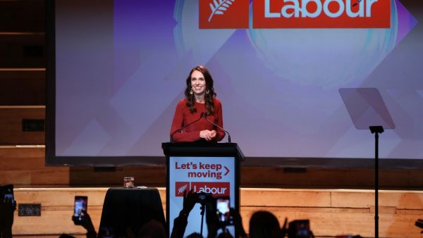 New Zealand Prime Minister Jacinda Ardern speaks at the Labour Election Day party after the Labour Party won New Zealand's general election in Auckland on October 16, 2020. MICHAEL BRADLEY / AFP