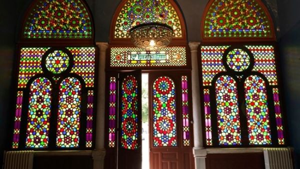 Stained glass windows at Villa Linda Sursock, as seen in 2010. (Photo by Imad el Khoury)