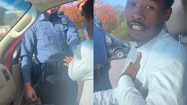 A black male passenger was arrested and forcibly removed from a vehicle after police stopped his girlfriend for allegedly speeding. (TikTok)