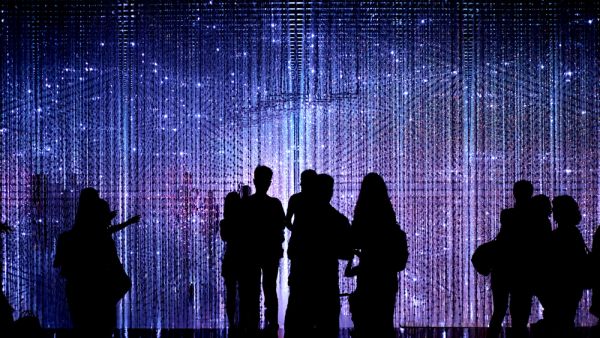Crystal Universe ,the art installation of "FUTURE WORLD: Where Art meets Science "exhibition at Art Science Museum by Team Lab. (Shutterstock/ File Photo)