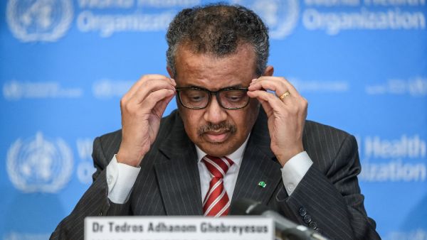  In this file photo taken on March 11, 2020 World Health Organization (WHO) Director-General Tedros Adhanom Ghebreyesus attends a daily press briefing on COVID-19 virus at the WHO headquaters in Geneva. FABRICE COFFRINI / AFP