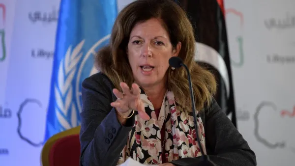 UN acting envoy to Libya Stephanie Williams speaks during a press conference in the Tunisian capital Tunis on November 11, 2020, following 2 days of talks, hosted by the UN on the Libyan conflict. The delegates "reached a preliminary roadmap for ending the transitional period and organising free, fair, inclusive and credible presidential and parliamentary elections," Williams told journalists. After years of conflict sparked by a 2011 NATO-backed uprising, Libya has two rival administrations backed by vario