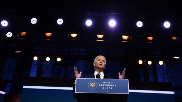 US President-elect Joe Biden speaks during a cabinet announcement event in Wilmington, Delaware, on November 24, 2020.  CHANDAN KHANNA / AFP