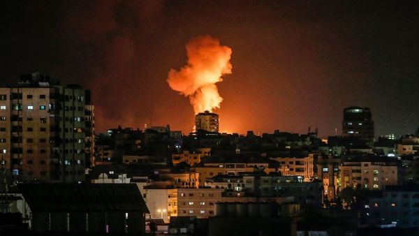 An explosion following an Israeli airstrike on Islamic Jihad sites in Gaza City. /AFP