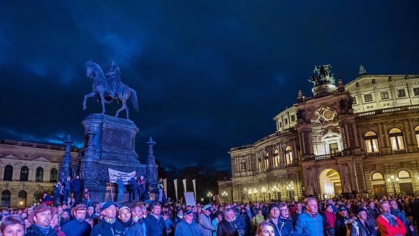 Although not as ill-tempered as elsewhere, there were also protests in the German city of Dresden organised by anti-lockdown group Querdenken 571. (AFP)