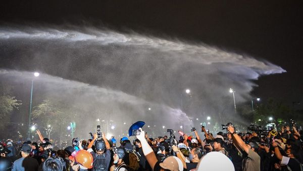 The demonstrators were looking to deliver a message to King Maha Vajiralongkorn in Bangkok to demand reforms to curb the powers of his monarchy. (AFP)