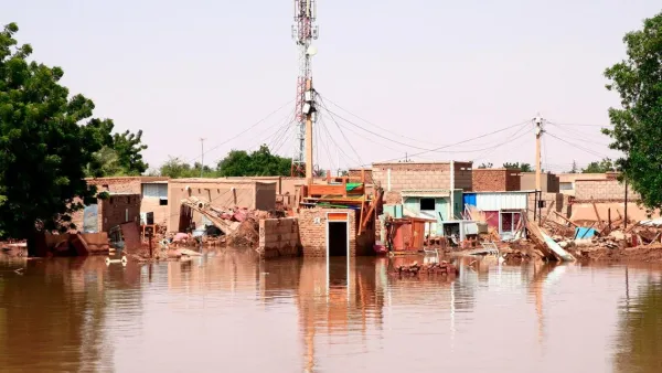 A general view shows flood water in Wad Ramli village on the eastern banks of the Nile river. AFP