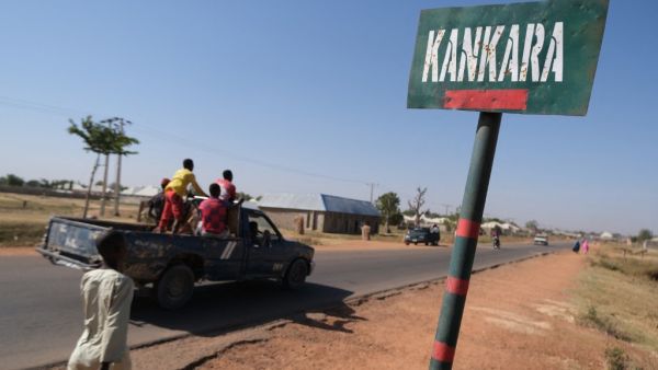 A Kankara Town road sign is seen, after gunmen abducted students from the Government Science school, in Kankara, in northwestern Katsina state, Nigeria December 15, 2020. Boko Haram on Tuesday claimed the abduction of hundreds of students, marking its first attack in northwestern Nigeria since the jihadist uprising began more than ten years ago. Kola Sulaimon / AFP