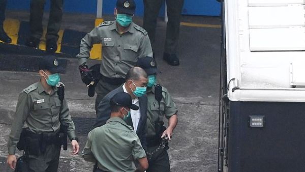 Apple Daily criticised the law on its front page on July 1, calling it the 'final nail in the coffin' of the territory's autonomy. Pictured: Lai on Friday. (AFP/File)