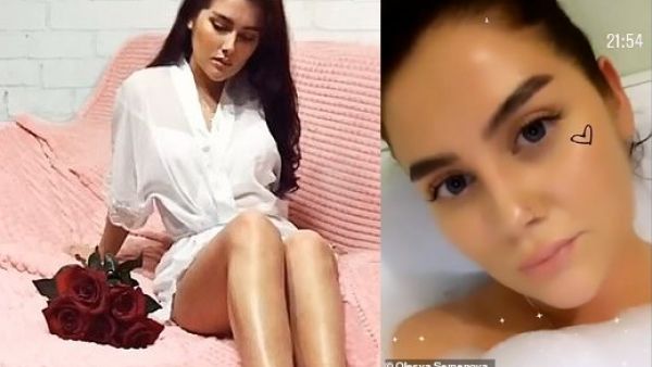 Olesya Semenova (pictured left and right), 24, was found by her flatmate at their home in Russian city Arkhangelsk. (Olesya Semenova)