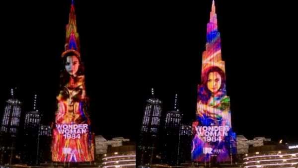 Dubai’s Burj Khalifa lit up last night in celebration of the release of Wonder Woman 1984. (Video Screenshots/Twitter)