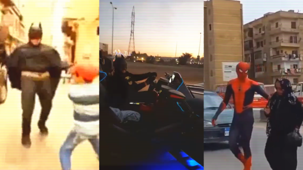 Batman and Spiderman Seen on Video While Roaming Around Egypt 