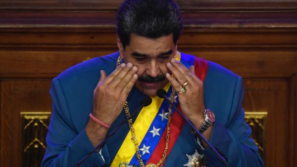 Venezuelan President Nicolas Maduro gestures as he presents the annual report of his government before the National Assembly in Caracas on January 12, 2021. Federico Parra / AFP