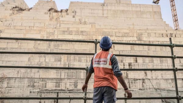 Workers at the Grand Ethiopian Renaissance Dam in Ethiopia last year. (AFP)