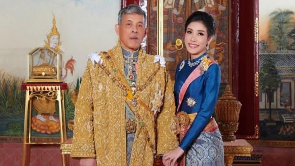 Vajiralongkorn and his glamorous new queen Sineenat at a Buddhist merit-making ceremony in Bangkok (Instagram)