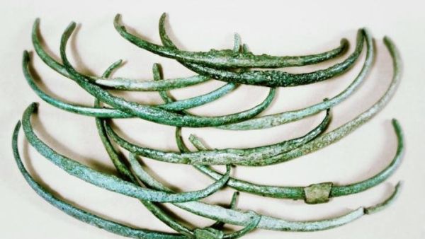 Bronze ribs, pictured, as well as rings, axe blades and other objects, suggest people in Central Europe were using standardized currency at the end of the Early Bronze Age. Photo by M.H.G. Kuijpers