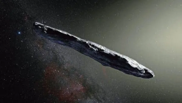An artist’s impression of the interstellar asteroid ‘Oumuamua. AFP/European Southern Observatory