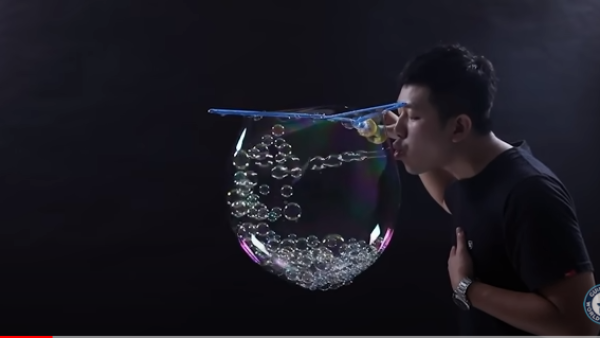 Chang previously set the Guinness record for most bounces of a soap bubble. (YouTube Screenshot)