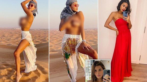 Luana, who was wearing only white cut-out trousers and a headscarf, claims she didn't 'mean to embarrass anyone' and covered her breasts with her hands to avoid causing offence