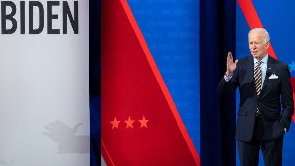 US President Joe Biden participates in a CNN town hall at the Pabst Theater in Milwaukee, Wisconsin, February 16, 2021. SAUL LOEB / AFP