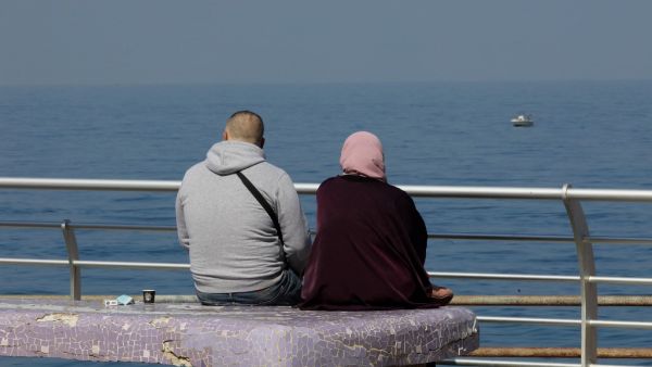 A couple at Beirut's promenade 