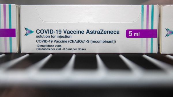 boxes of vials of the Oxford/AstraZeneca Covid-19 vaccine 