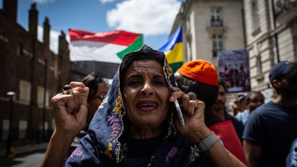 Sudanese woman protesting