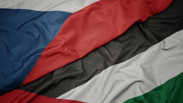 Flags of Palestine and the Czech Republic.