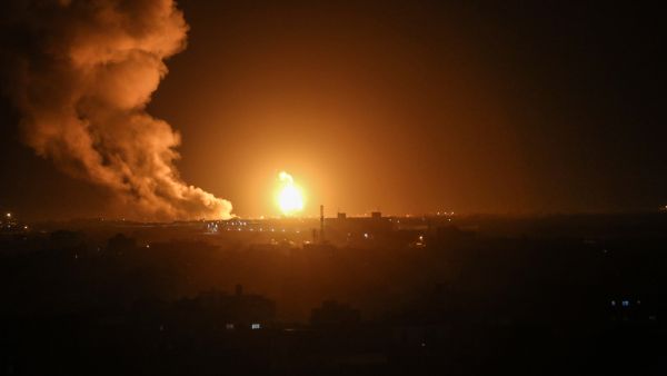 A ball of fire is seen following an Israel airstrike