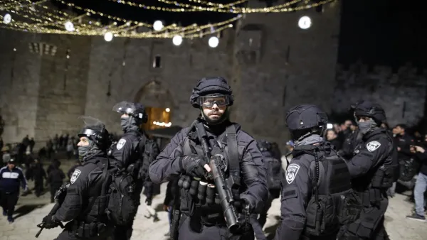 Israeli security forces gather outside Jerusalem's Old City 