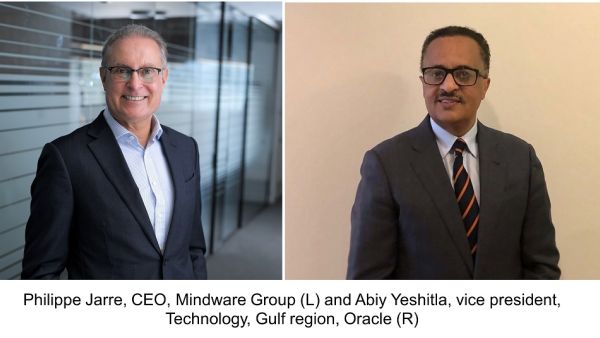 Philippe Jarre, CEO, Mindware Group (L) and Abiy Yeshitla, vice president, Technology, Gulf region, Oracle (R) Mindware Signs Distribution Agreement with Oracle in 14 Countries