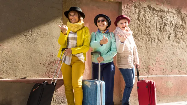 three elderly female tourists