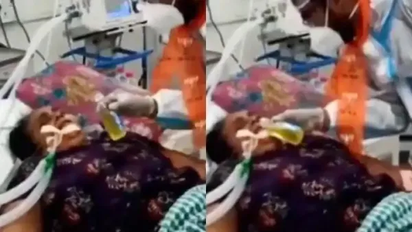 هندي يسقي "بول البقر" لمسنة بحجة شفائها من فيروس "كورونا"