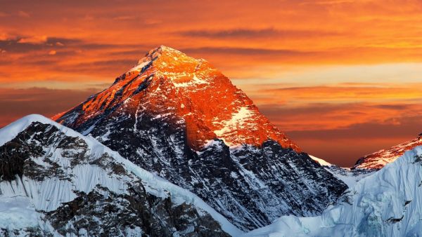 Evening colored view of Mount Everest 