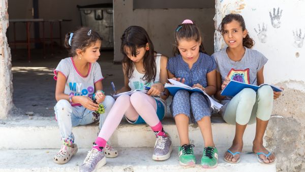 Children in a refugee camp 
