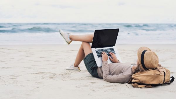 working on a beach
