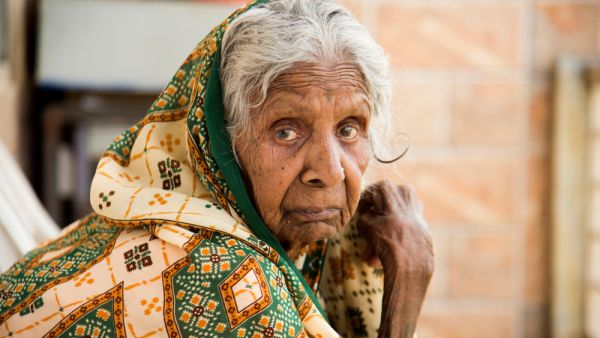 Unidentified old age traditional Indian woman 
