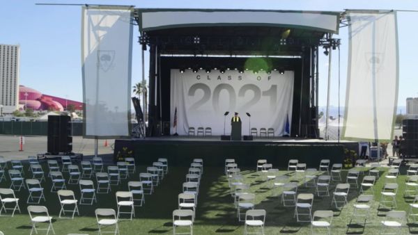 A graduation ceremony was held with no graduates, parents or even professors in Las Vegas.