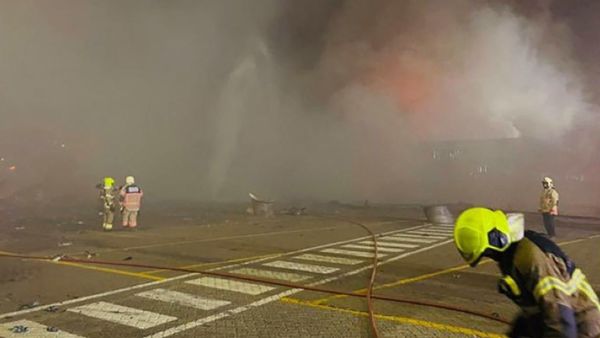 الحريق في ميناء جبل علي