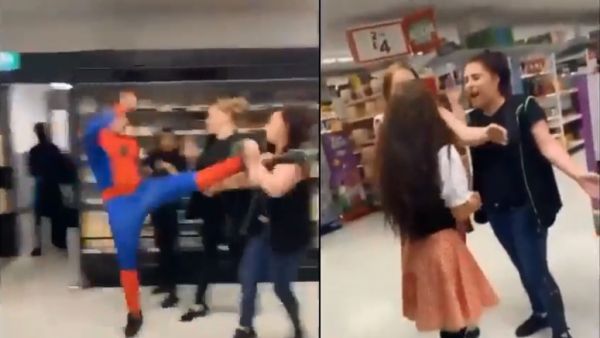 Spiderman attack women in London.