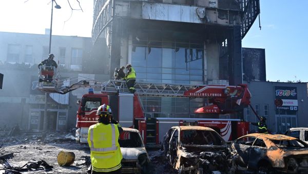 Milan tower on fire
