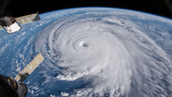  Hurricane Florence over the Atlantics close to the US coast.