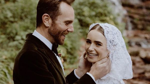 Lilly wore a dreamy vintage-inspired lace gown