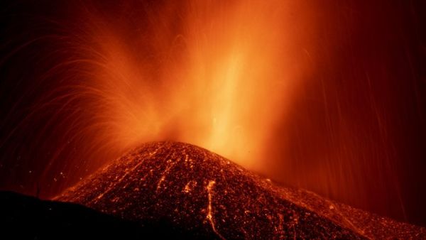 A volcanic eruption in Spain's Canary Islands